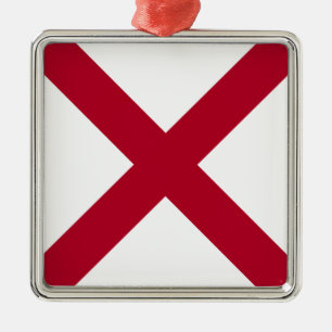 Statlig flagga Alabama, St Andrew Crimson Kor Julgransprydnad Metall