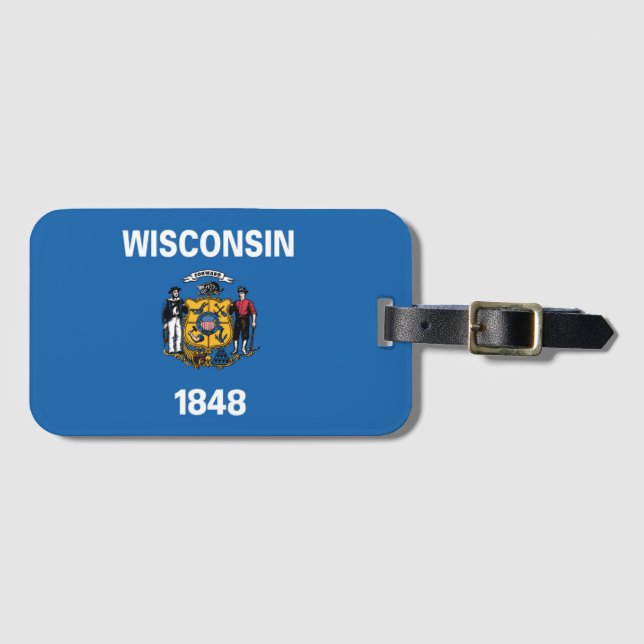Statlig flagga av Wisconsin, Förenta staterna Bagagebricka (Framsida horisontal)