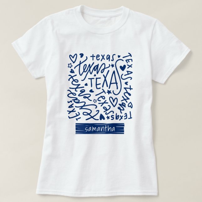 Statlig flagga Blue Texas Doodle Mönster T Shirt (Design framsida)