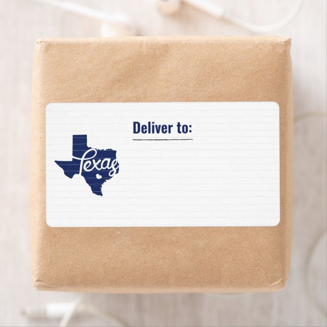 Statlig flagga Blue Texas Heart Label Fraktsedel (Insitu)