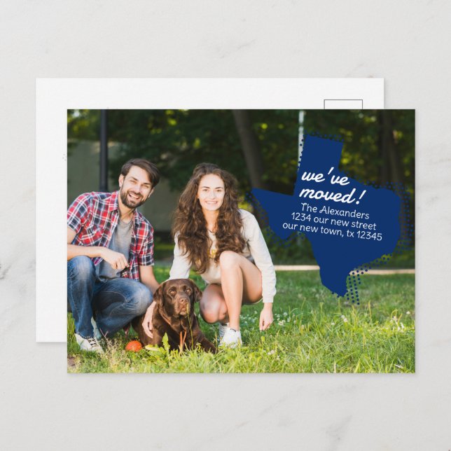 Statlig flagga Blue Vi har flyttat - Flytta i Texa Vykort (Fram/baksida)