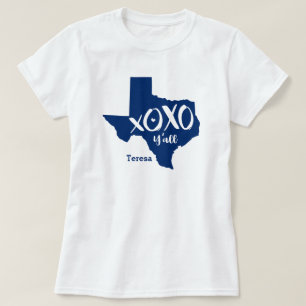 Statlig flagga Blue XOXO, Y'all - Texas State Shap T Shirt