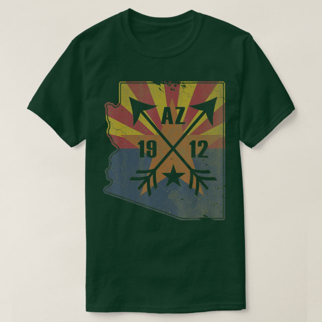 Statlig flagga i Arizona Karta Retro Fade Manar Wo T Shirt (Design framsida)