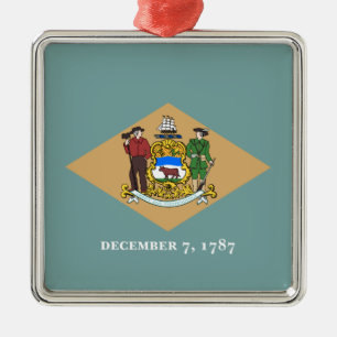 Statlig flagga i Delaware (DE, USA) Julgransprydnad Metall