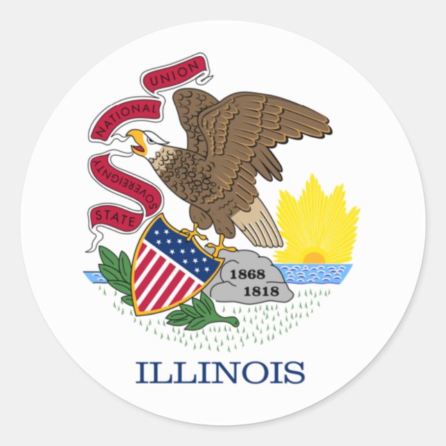 Statlig flagga i Illinois Runt Klistermärke (Framsida)