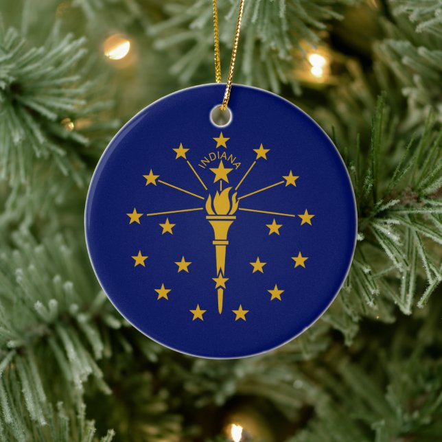 Statlig flagga i Indiana Julgransprydnad Keramik (Träd)