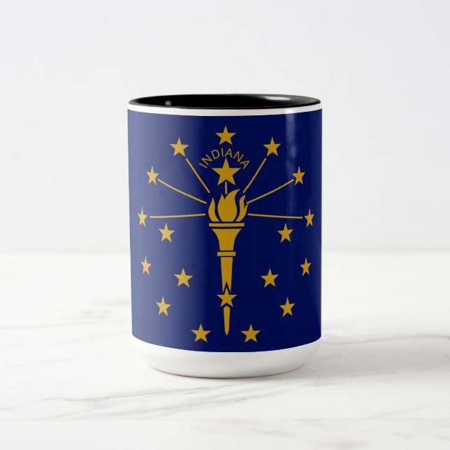 Statlig flagga i Indiana Två-Tonad Mugg (Center)