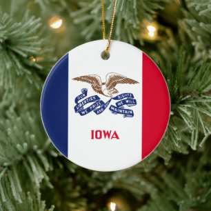 Statlig flagga i Iowa Julgransprydnad Keramik