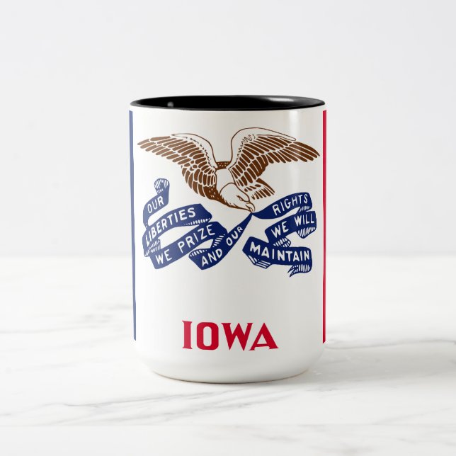 Statlig flagga i Iowa Två-Tonad Mugg (Center)