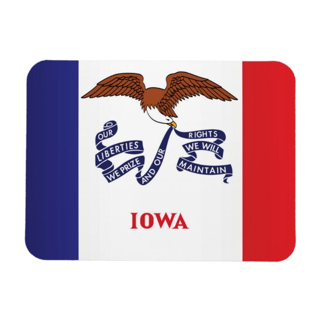 Statlig flagga i Iowa, USA Magnet (Horisontell)