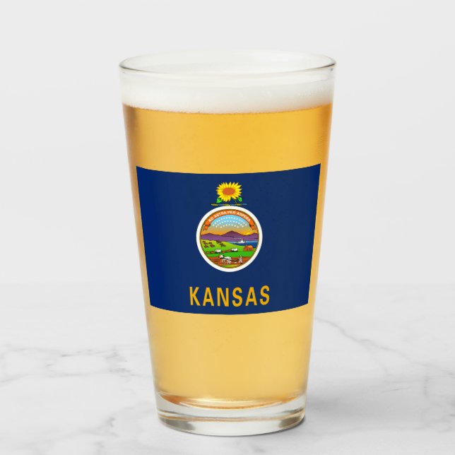 Statlig flagga i Kansas Glaskopp (Framsida fylld)