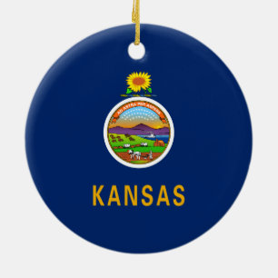 Statlig flagga i Kansas Julgransprydnad Keramik