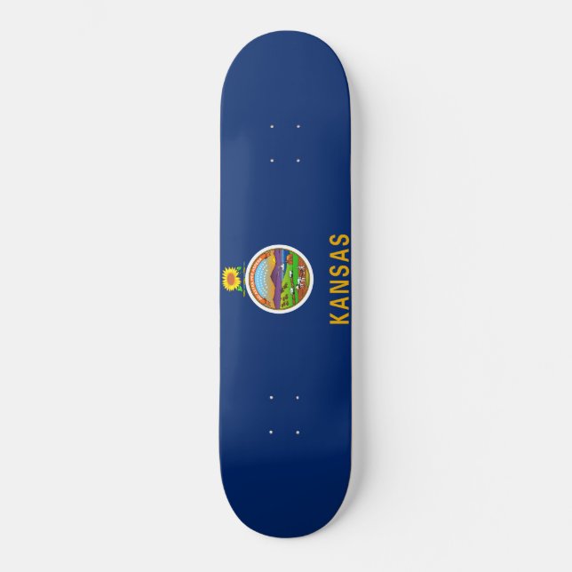 Statlig flagga i Kansas Mini Skateboard Bräda 18,5 Cm (Framsida)