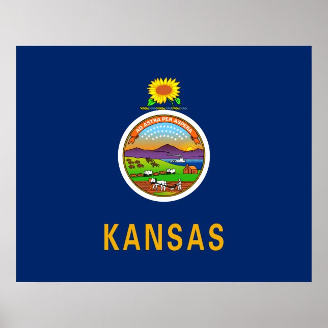 Statlig flagga i Kansas Poster (Framsidan)