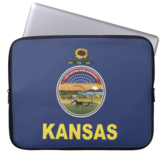 Statlig flagga i Kansas, USA Laptop Fodral (Framsidan)