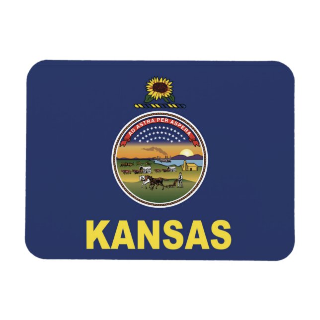 Statlig flagga i Kansas, USA Magnet (Horisontell)
