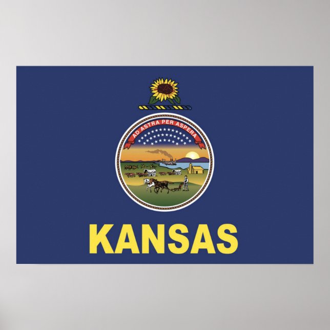 Statlig flagga i Kansas, USA Poster (Framsidan)