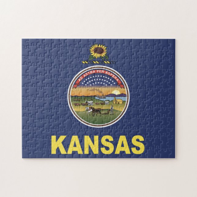 Statlig flagga i Kansas, USA Pussel (Horisontell)