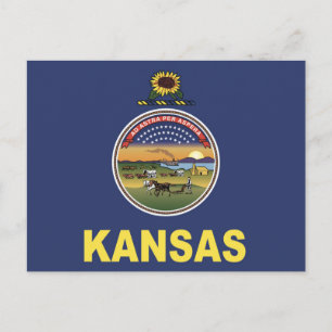 Statlig flagga i Kansas, USA Vykort