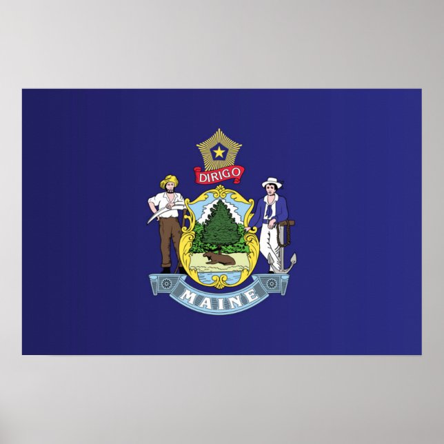 Statlig flagga i Maine, Förenta staterna Poster (Framsidan)