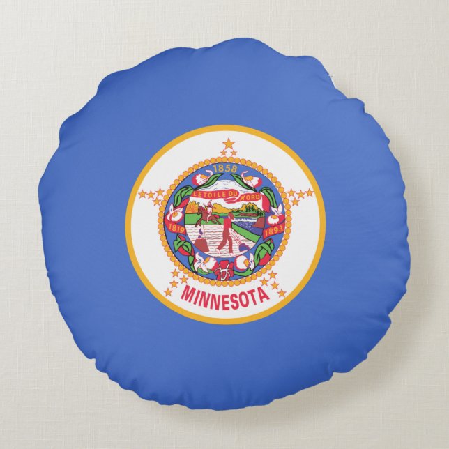 Statlig flagga i Minnesota Rund Kudde (Baksidan)