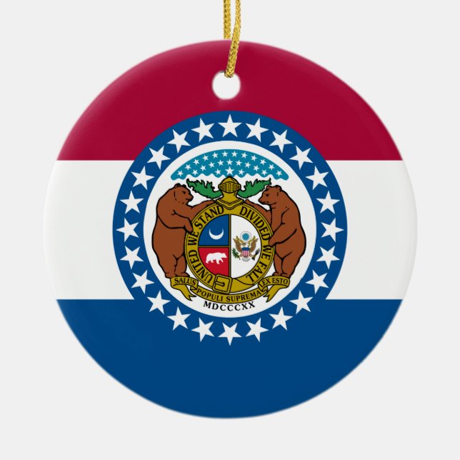 Statlig flagga i Missouri Julgransprydnad Keramik (Framsidan)