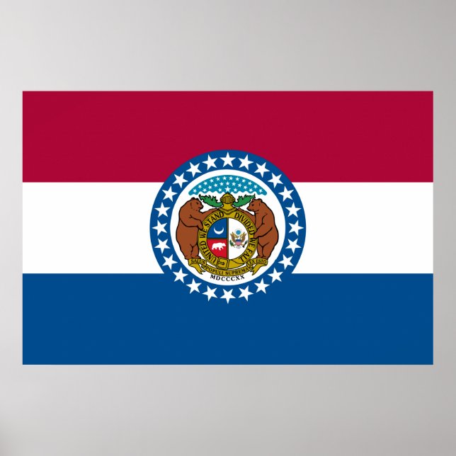 Statlig flagga i Missouri Poster (Framsidan)