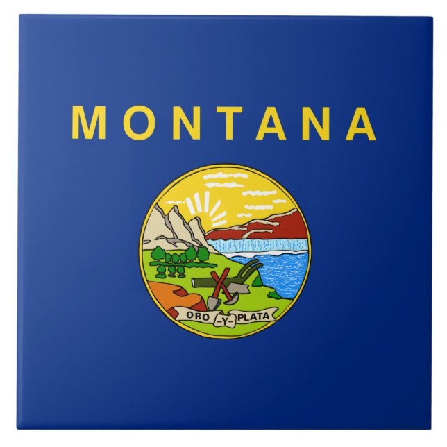 Statlig flagga i Montana Kakelplatta (Framsidan)