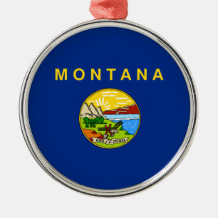 Statlig flagga i Montana (MT, USA) Julgransprydnad Metall