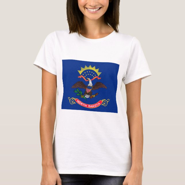 Statlig flagga i North Dakota T-Shirt (Framsida)