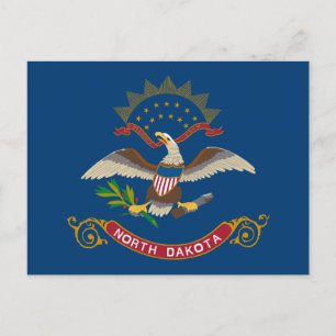 Statlig flagga i North Dakota Vykort