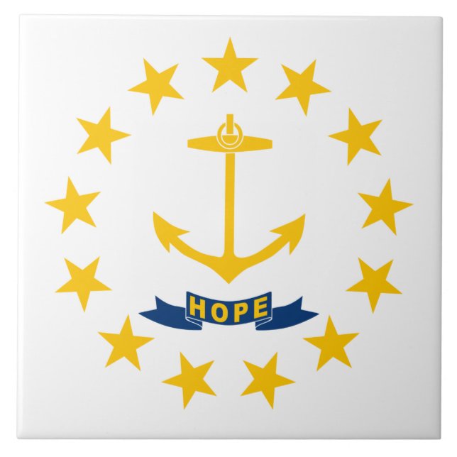 STATLIG FLAGGA i RHODE ISLAND Kakelplatta (Framsidan)