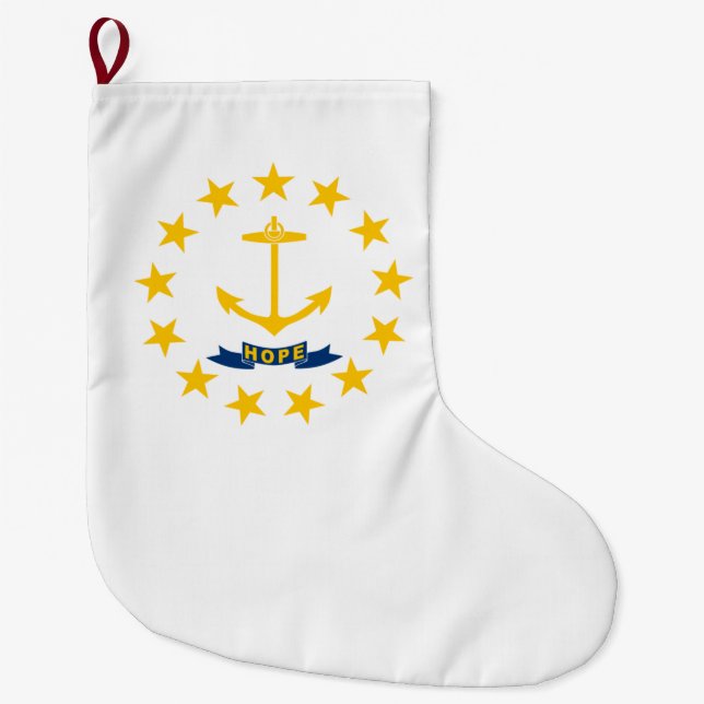 STATLIG FLAGGA i RHODE ISLAND Stor Julstrumpa (Framsidan)