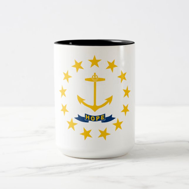 STATLIG FLAGGA i RHODE ISLAND Två-Tonad Mugg (Center)
