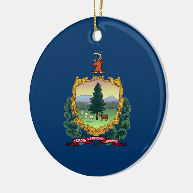 Statlig flagga i Vermont Julgransprydnad Keramik (Vänster)