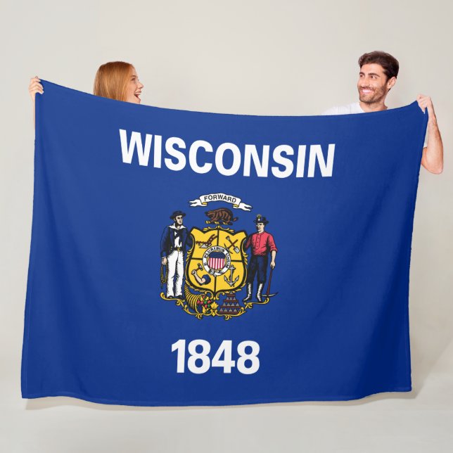 Statlig flagga i Wisconsin Fleecefilt (På plats)