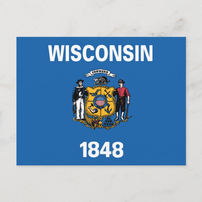 Statlig flagga i Wisconsin, Förenta staterna Vykort (Framsida)