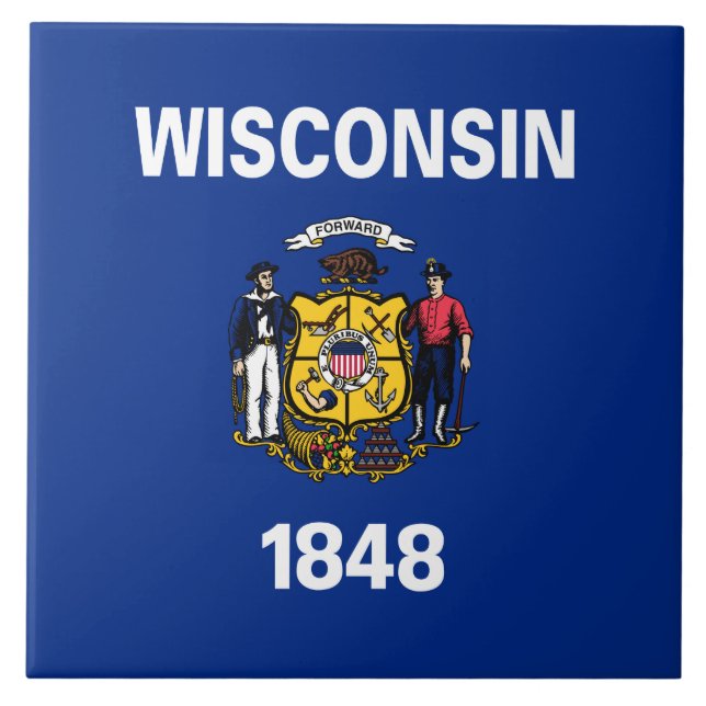 Statlig flagga i Wisconsin Kakelplatta (Framsidan)