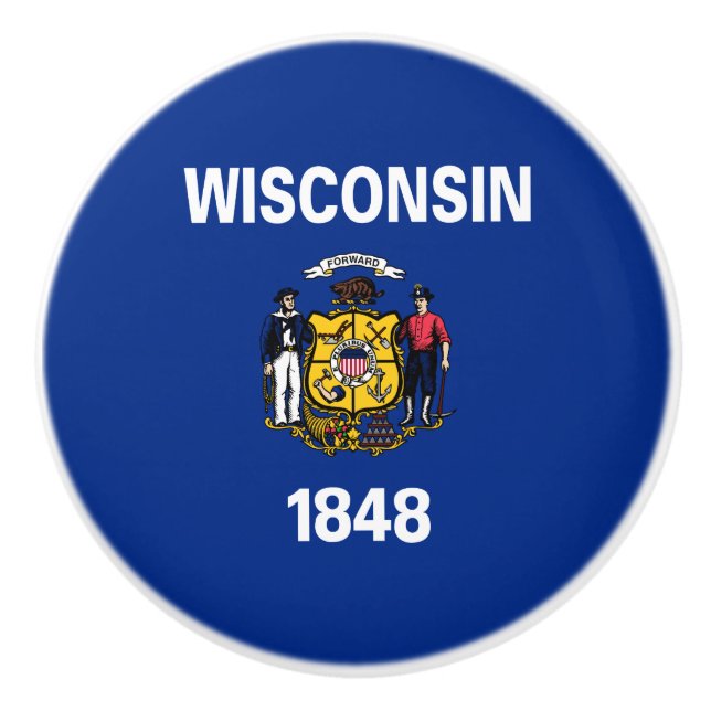 Statlig flagga i Wisconsin Knopp (Framsidan)