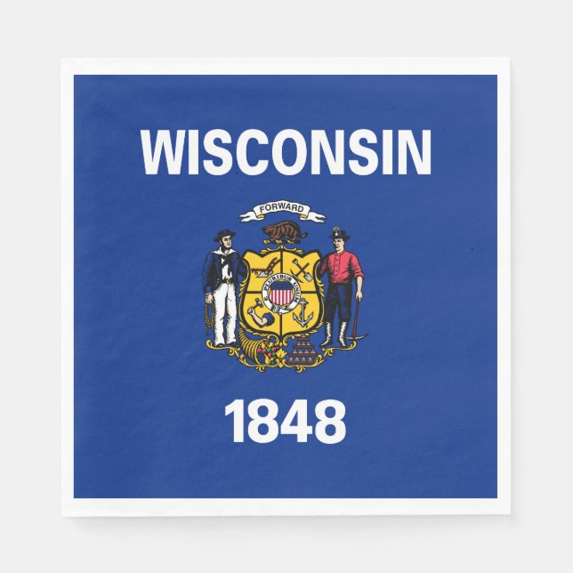 Statlig flagga i Wisconsin Pappersservett (Framsidan)