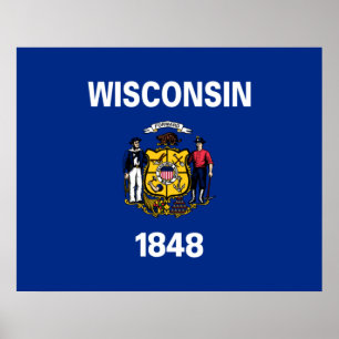 Statlig flagga i Wisconsin Poster