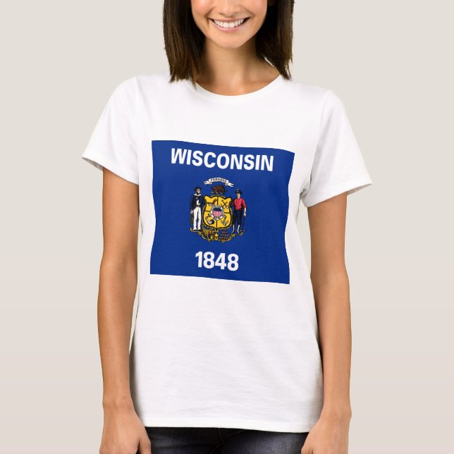 Statlig flagga i Wisconsin T Shirt (Framsida)