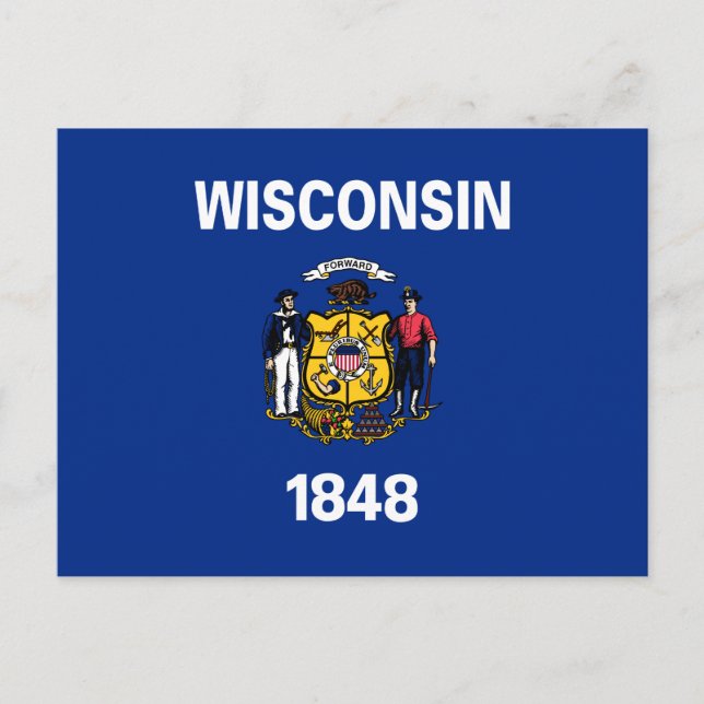 Statlig flagga i Wisconsin Vykort (Framsida)