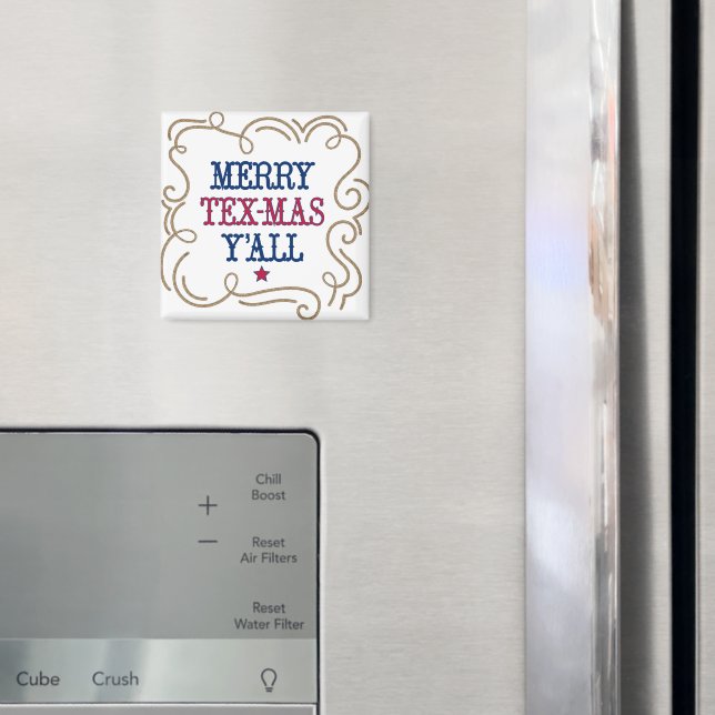 Statlig flagga Red and Blue Merry Tex-Mas Y'all Magnet (In Situ (Fridge))