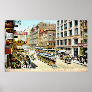 Statlig gata, Chicago, Illinois vintage 1905 Poster