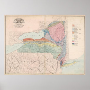 Statlig geologisk karta för vintage av New York Poster