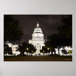 Statlig huvudstad av Austin, Texas på natten Poster