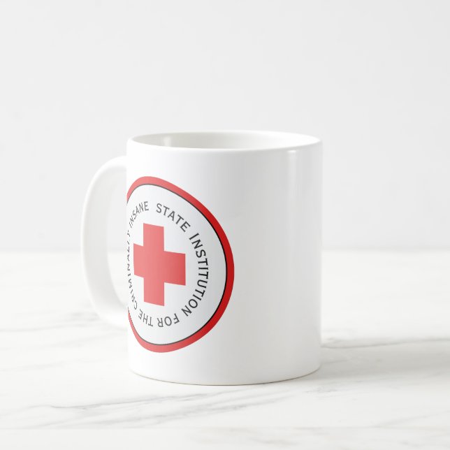 Statlig institution för kriminellt vansinnig kaffemugg (Framsida vänster)
