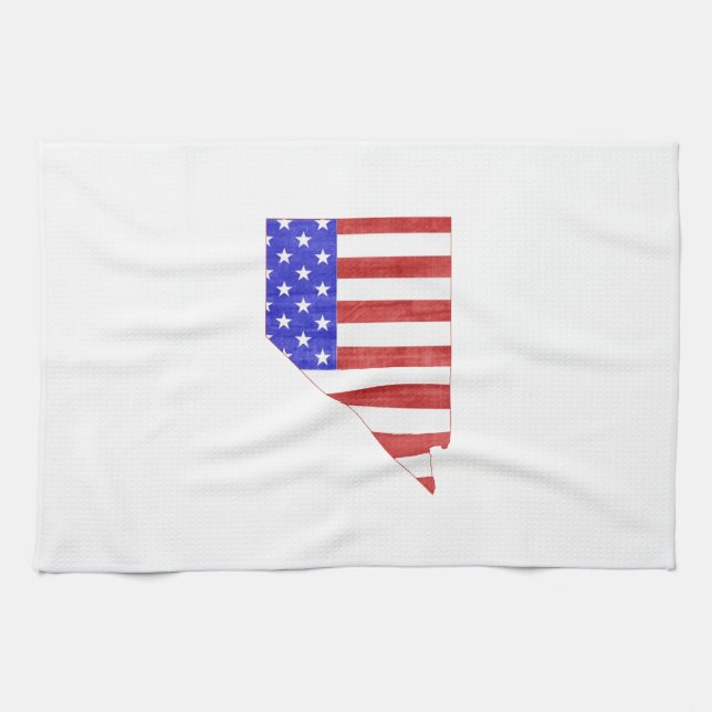 Statlig karta för Nevada USA flaggasilhouette Kökshandduk (Horisontell)