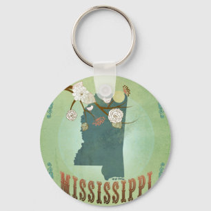 Statlig karta Mississippi för modern vintage - Nyckelring